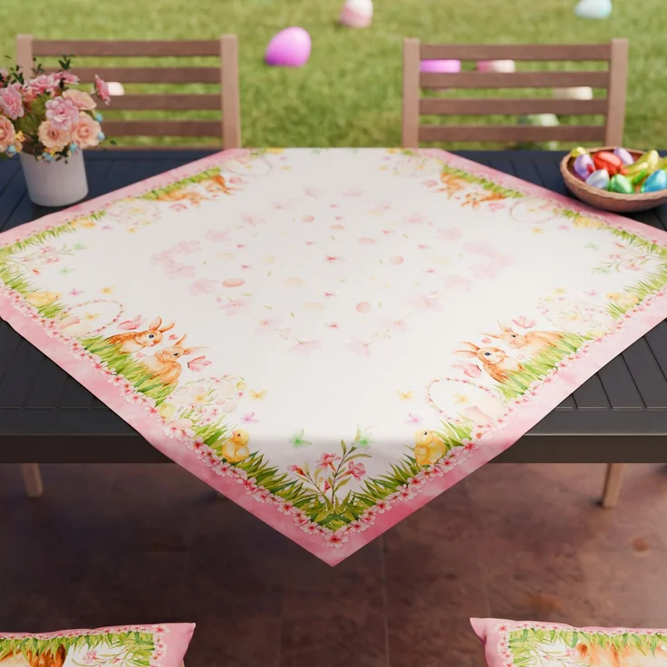 PETTI Artigiani Italiani - Ostertischdecke 90x90 cm aus schmutzabweisender Mikrofaser, elegant und waschbar, Mittelstück für Ostern, raffinierte Dekoration, 100 % Made in Italy