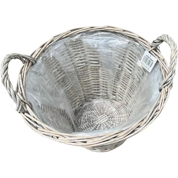 Rattan Pflanzkorb "Rustikal" rund Ø 60x45 cm groß, grau, Outdoor Blumentopf, Pflanzkübel, Pflanztopf für Draußen, Blumenkübel – Bild 4