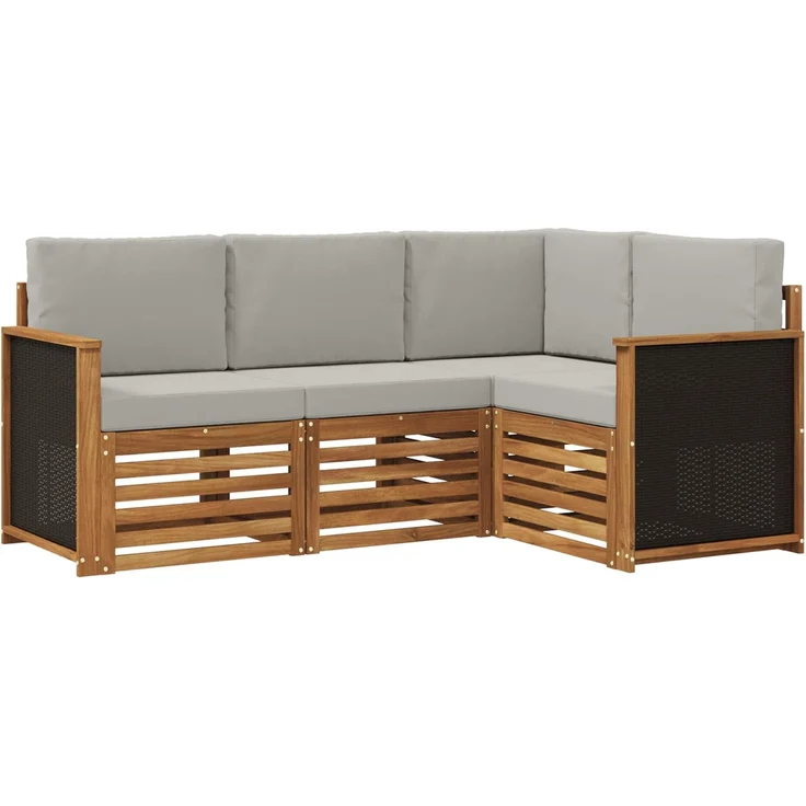 vidaXL Outdoor-Sofagarnitur 4 stk. 4-Sitzer Natur und Hellgrau 3384282 – Bild 2