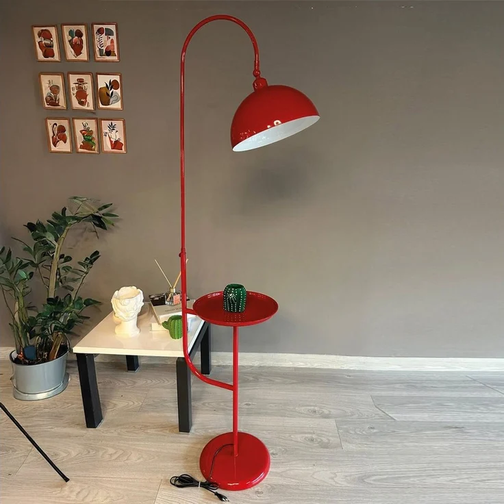 Bamyum Stehlampe Moderne Stehlampe aus Metall mit E27, verstellbarer Lampenschirm, ohne Leuchtmittel, E27, verstellbarer Lampenschirm, Stehluchte mit Ablage – Bild 3