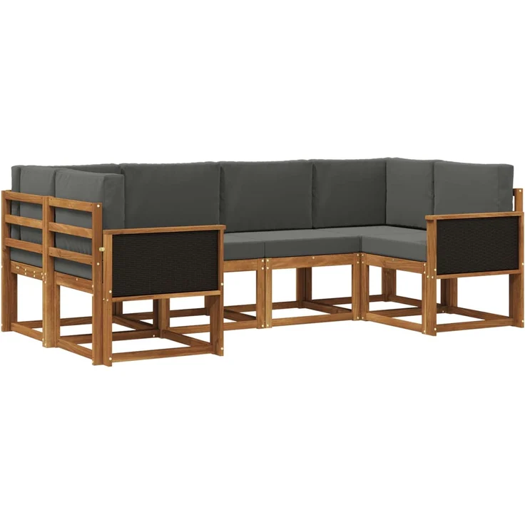 vidaXL Outdoor-Sofagarnitur 6 stk. 6-Sitzer Natur und Anthrazit 3385483 – Bild 2
