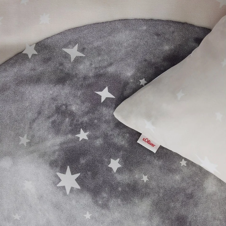 s.Oliver Kinderbettwäsche Satinbettwäsche s.Oliver Junior Mond, Mako-Satin, 2 teilig, mit Sternenhimmel und Mond – Bild 2