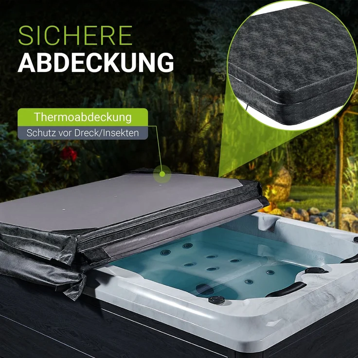 Artsauna Outdoor-Whirlpool 'Oasis', Spa mit Massagedüsen, LED-Beleuchtung, 2 Filtern, Abdeckung & Pumpe – winterfest & beheizbar – Bild 6