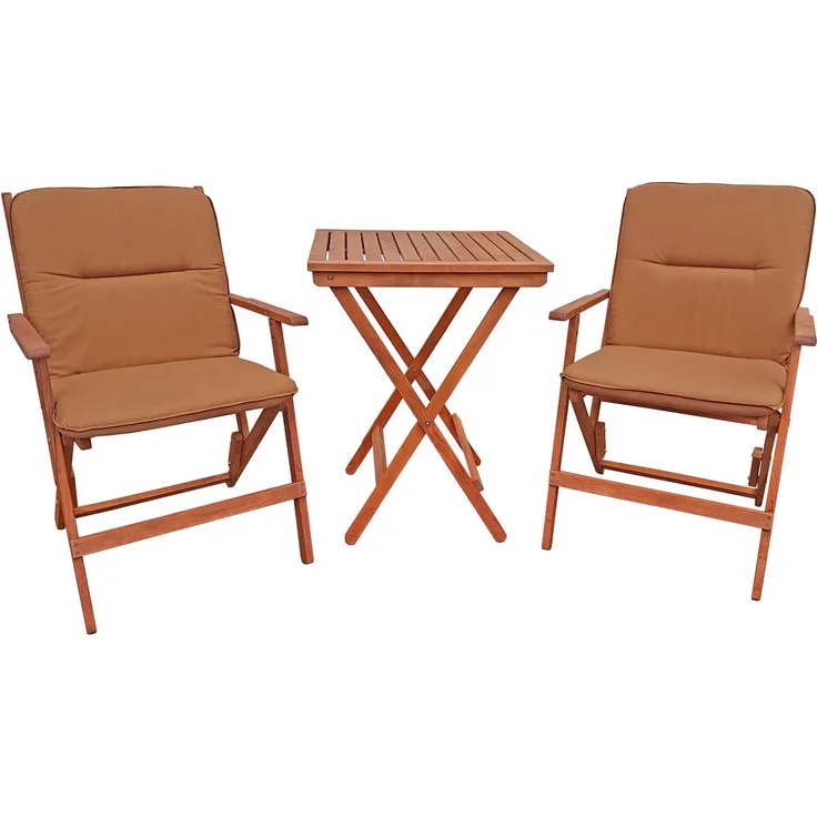 Set Tisch mit 2 Stühlen Gartenstühle 10-210-2T-braun