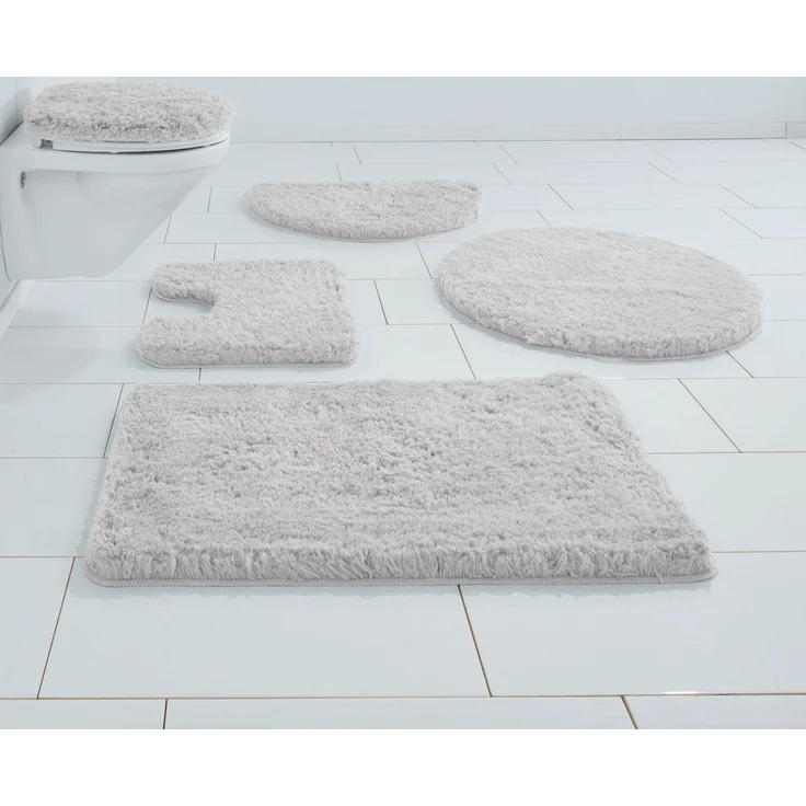 OTTO home Badematte Micro exclusiv, Badvorleger, Badezimmer Teppich, Höhe 55 mm, rutschhemmend beschichtet, fußbodenheizungsgeeignet, schnell trocknend, strapazierfähig, Polyester, rund, Badteppich, Badematten auch als 3 teiliges Set & rund erhältlich – Bild 5