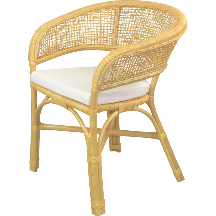 Schöner Rattansessel, Rattanstuhl handgeflochten, beige, inklusive Sitzkissen – Bild 1