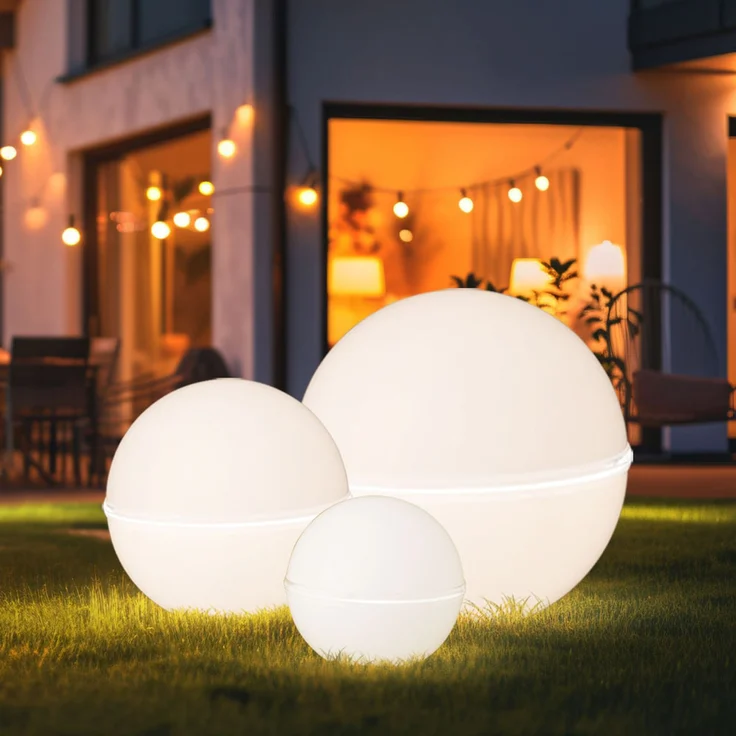 3er Set LED Kugelleuchten, schwarz, weiß, D 20 cm, 30 cm, 40 cm – Bild 9
