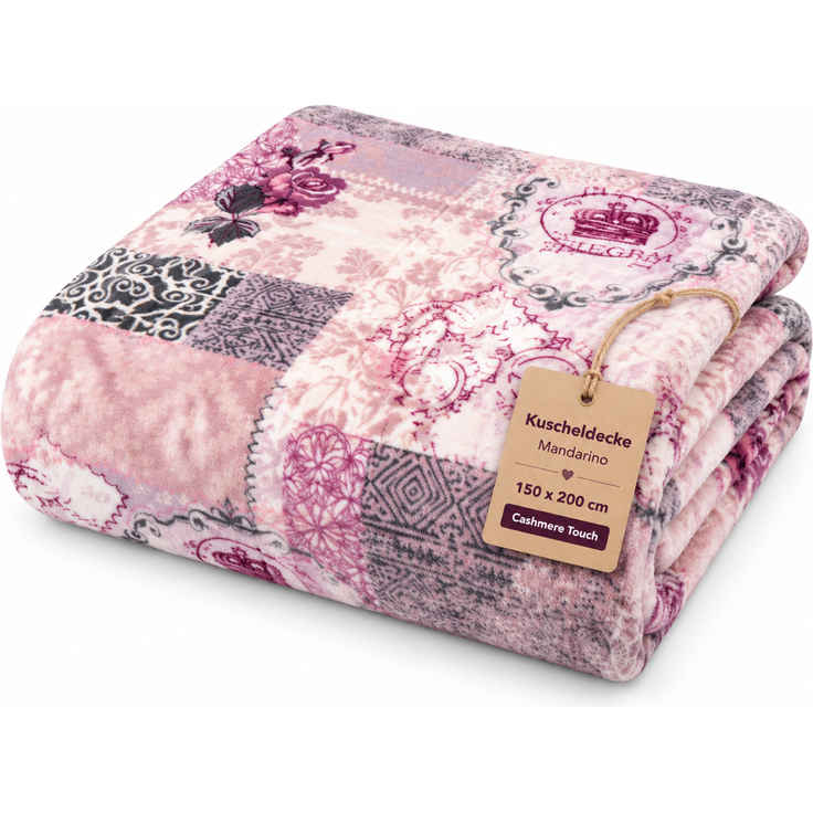 Kuscheldecke Wohndecke Flanell ( Mandarino ) - hochwertige Flauschige Decke, 150x200 cm - Cashmere Touch Tagesdecke