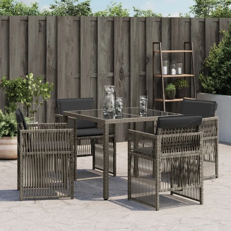 vidaXL Gartenstühle mit Kissen 4 Stk. Grau Poly Rattan 364968 – Bild 2