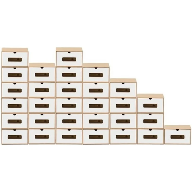 BigDean 30x Schuhaufbewahrung BRAUN/Weiss mit Sichtfenster Aufbewahrungsbox Stapelbar Storage Box Schuhbox Schuhkarton Schuhschachtel Allzweckbox Schublade Pappe aus Kraftpapier – Bild 4