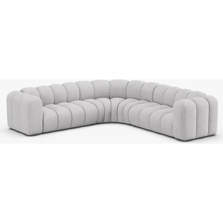 Micadoni symmetrisches Ecksofa Lupine 5-Sitzer mittelgroß Boucle Baloo Hellgrau – Bild 2