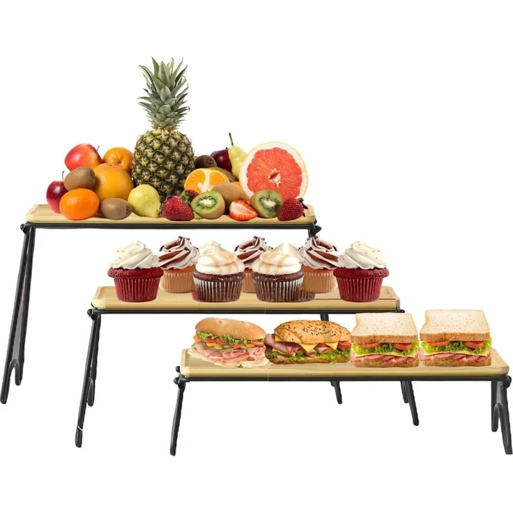 Serviertablett Tablett Set mit klappbaren Beinen Etagere 3tlg Cheffinger CF-CPB3