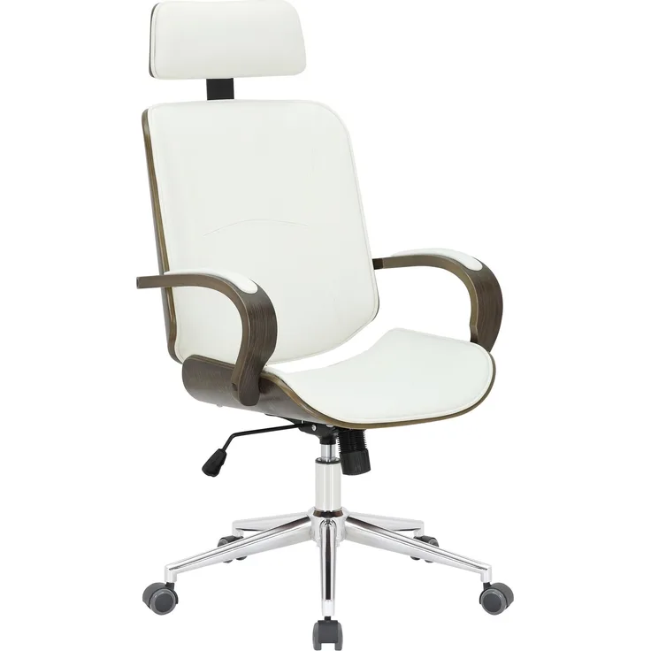 DELUKE® Bürostuhl Chefsessel KINGO Grau - 118x70x70, Weiß/Grau Kunstleder Metall Gestell ergonomische Bürostühle Homeoffice Stuhl mit Rollen