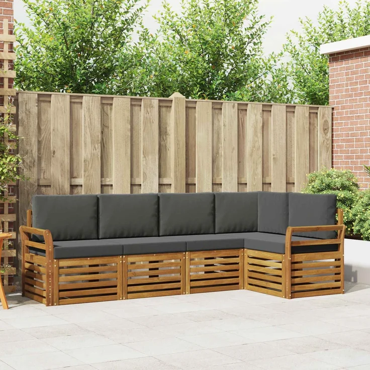 vidaXL Outdoor-Sofagarnitur 5 stk. 5-Sitzer Natur und Anthrazit 3374812 – Bild 1
