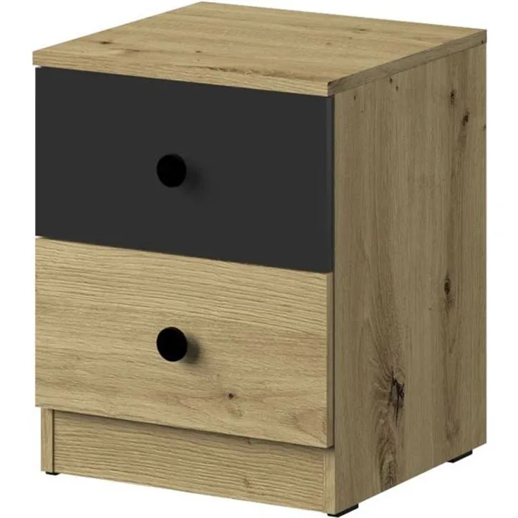 Schubladencontainer ""Nero"" Bürocontainer 40 cm artisan eiche schwarz matt