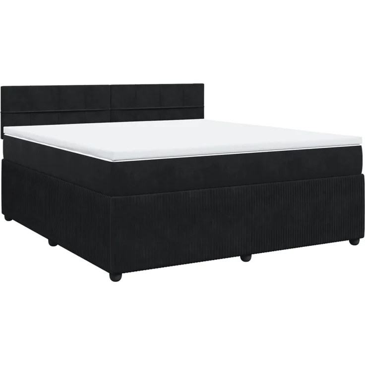 vidaXL Boxspringbett mit Matratze Schwarz 180x200 cm Samt 3287808 – Bild 2