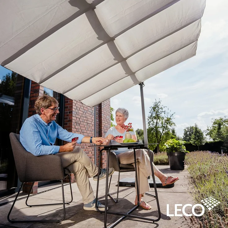 LECO Sonnendach WAVED, faltbar, Polyester lichtgrau, Aluminium- und Stahlrohrgestell anthrazit, 4x2,5 m – Bild 7