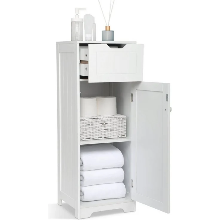 Mondeer Badkommode Badezimmerschrank, Badschrank, 87x32x30cm, weiß – Bild 2