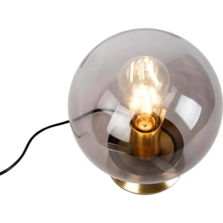 QAZQA Art Deco Tischlampe Pallon, Messing mit Rauchglas, dimmbar, LED E27, 20 cm Kugel für Wohnzimmer und Schlafzimmer – Bild 9