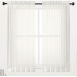 Chyhomenyc Elfenbeinfarbene transparente Fenstervorhänge, 114 cm, lichtfilternde, solide Voile-Vorhänge für kleine Fenster/Wohnzimmer/Schlafzimmer, Stangentasche, 106x114 cm (B x L)