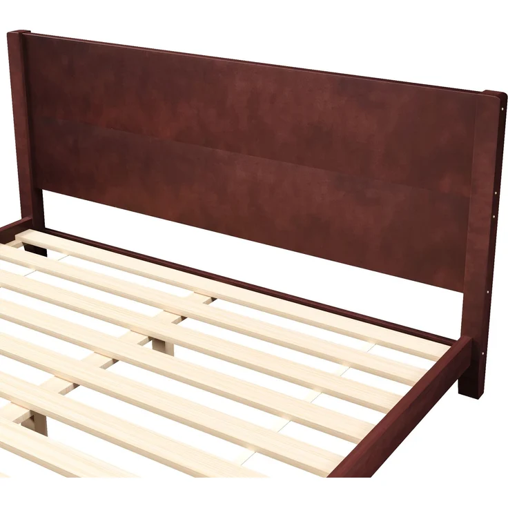 Merax Doppelbett, 180x200 Plattformbett mit Kopfteil und Lattenrost, Braun – Bild 7
