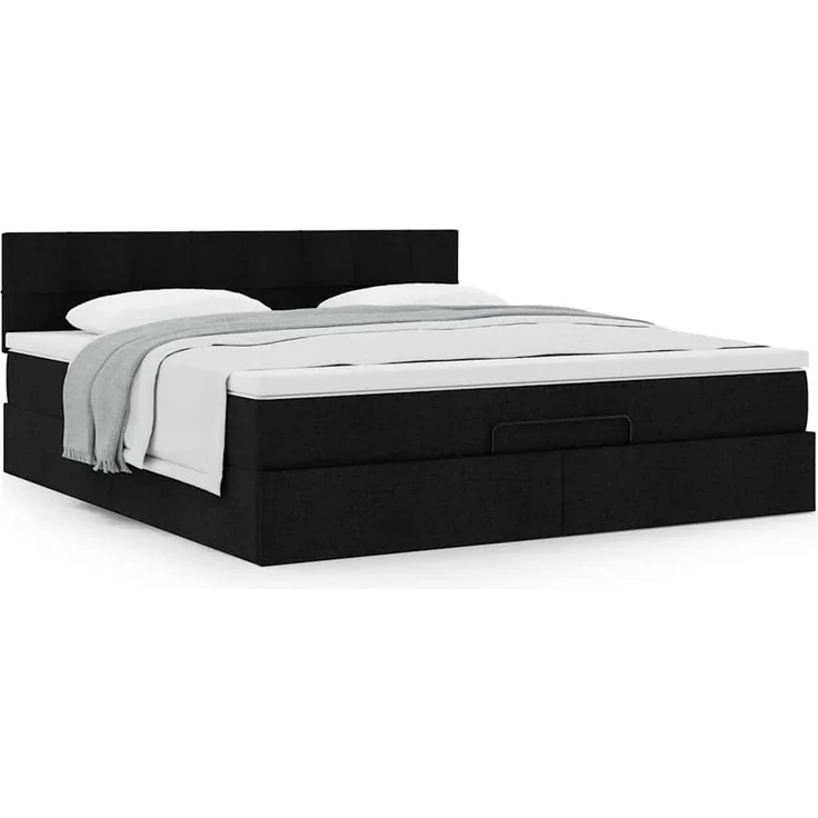 vidaXL Ottoman-Bett mit Matratze Schwarz 160x200 cm Stoff 3311472 – Bild 12