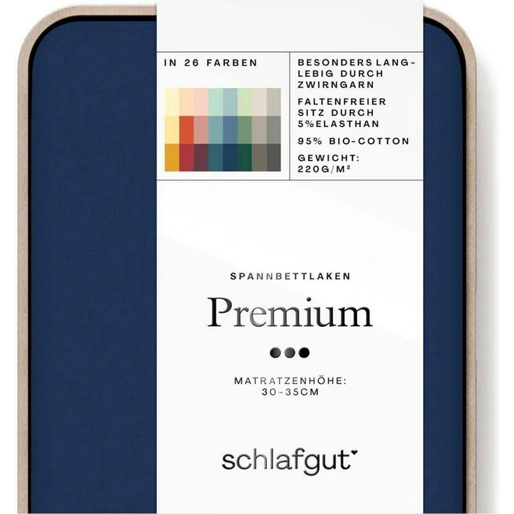 Schlafgut Spannbettlaken Premium, Gummizug: rundum, (1 Stück), Mako-Zwirn-Jersey, Blue Deep, S 90x190cm - 100x220cm – Bild 1