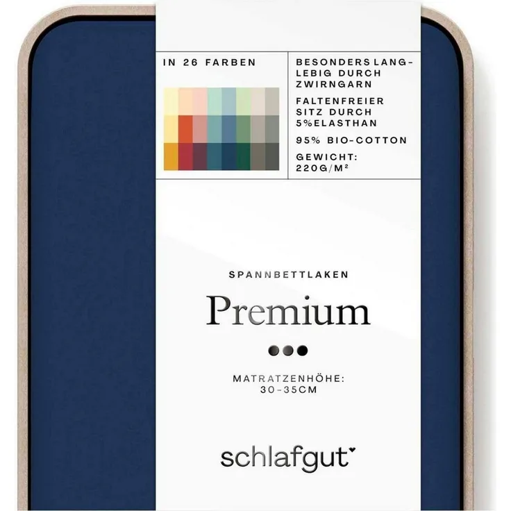 Schlafgut Spannbettlaken Premium, Gummizug: rundum, (1 Stück), Mako-Zwirn-Jersey, Blue Deep, S 90x190cm - 100x220cm