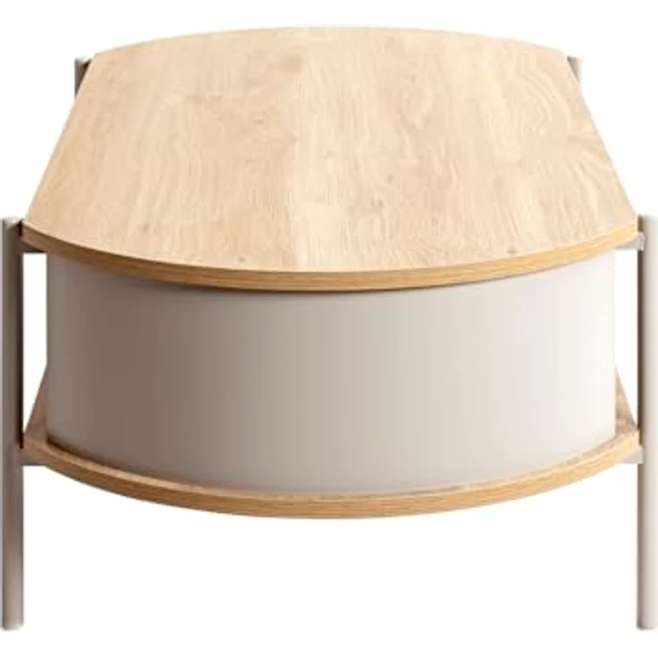 XXXL Couchtisch, Eiche hellgrau, oval, Metall, 54x37x100 cm, offenes Fach – Bild 5