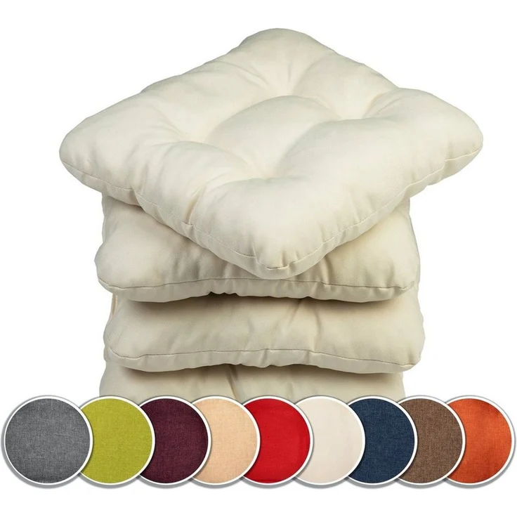 sunnypillow Stuhlkissen 4er Set Stuhlkissen 45x45 cm Bequeme 8cm, Polsterauflage Auflage für Stühle / Bänke – Bild 1