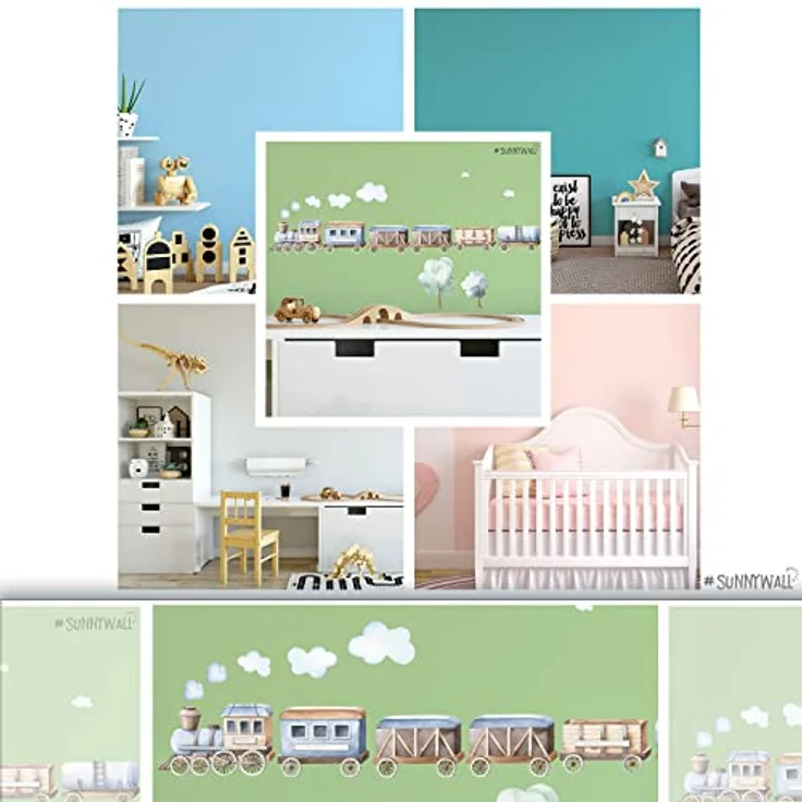 Sunnywall Wandtattoo Zug blau Wandsticker Wandtattoo (3 St), konturgeschnitten – Bild 6
