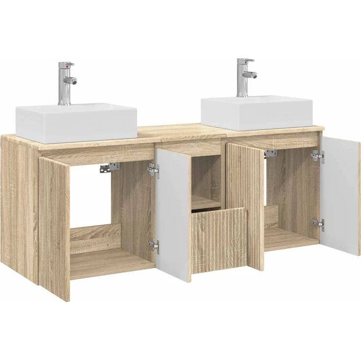 vidaXL Badezimmerschrank-Set 3 stk. Sonoma-Eiche 129 x 41 x 79,5 cm 3405649 – Bild 4
