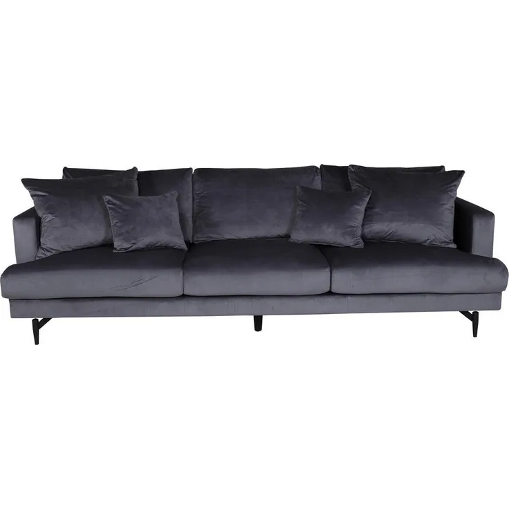 Livetastic 3-Sitzer-Sofa, Schwarz/Dunkelgrau, aus Metall und Textil, Schaumstofffüllung, 260x86x88 cm