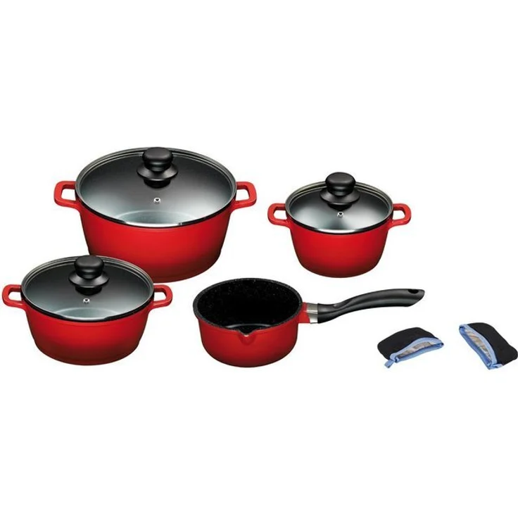 KING Topf-Set, Aluminiumguss (Set, 7-tlg, je 1 Kochtopf Ø 16/20/24 cm, 1x Stielkasserolle Ø 16 cm), Induktion – Bild 3