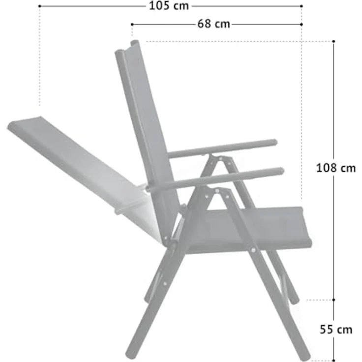 SVITA Klappstuhl 2er Set Gartenstuhl Klappbar (2 St), 2er Set, klappbar, verstellbare Rückenlehne, mit Armlehne, Schwarz – Bild 2
