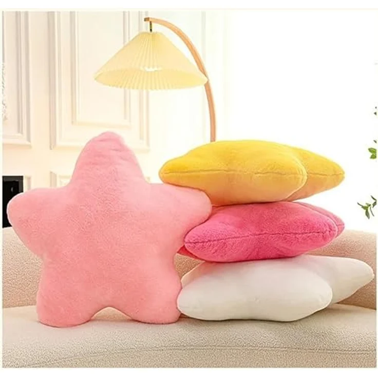 Herfair Kuschelkissen Kinder Sternkissen, Plüsch Kissen Dekokissen für Kinderzimmer,Weiche Flauschige Sternform Zierkissen,Gefülltes Stern Wurfkissen Kissen für Heimdekoration (milchig weiß,50CM) – Bild 6