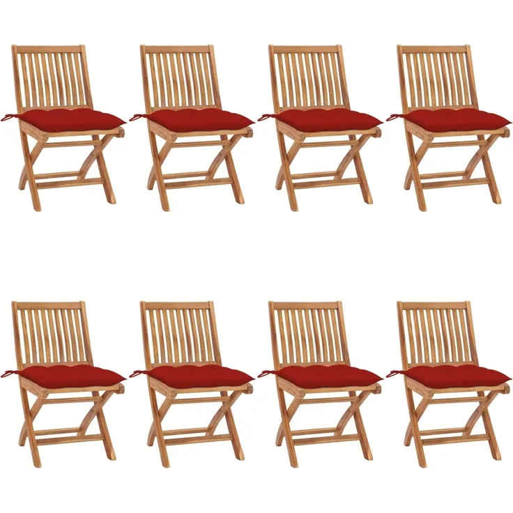 Klappbare Gartenstühle mit Kissen 8 Stk. Massivholz Teak 3072882