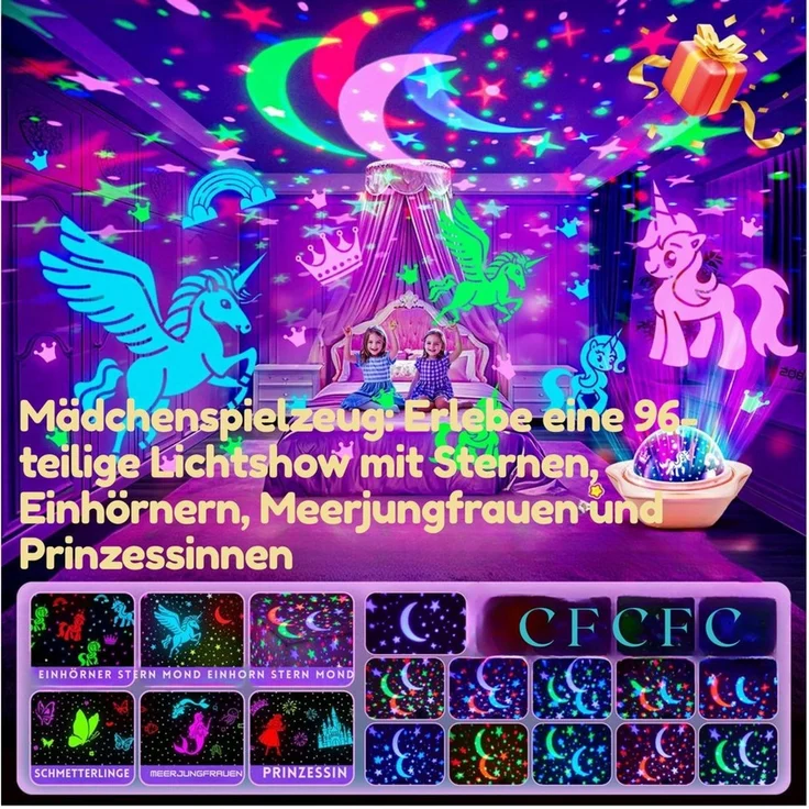 Vivitar LED-Sternenhimmel Projektor Nachtlicht 96 Lichteffekten, 6 Projektionsfolien 16 Farbmodi, 1 Meter Kabel, Fernbedienung Stimmungsbeleuchtung, Projektionslampe für Wände und Decken, Einschlaflich, eschenk für Jungen und Mädchen, Dinosaurier, Unte... – Bild 3