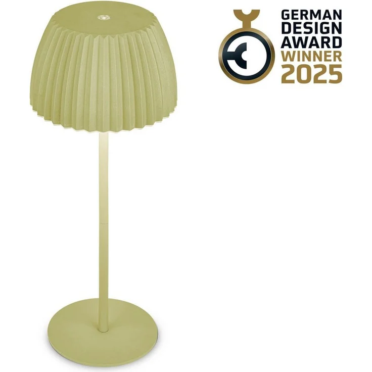 BRILONER - Riffle LED Tischlampe kabellos IP44 mit Lichtkante, 14,5x36,5 cm, Touchdimmer, Akku tauschbar, Nachttischlampe, Leselampe, Akku Lampe, German Design Award Winner 2025, Pastellgrün – Bild 1