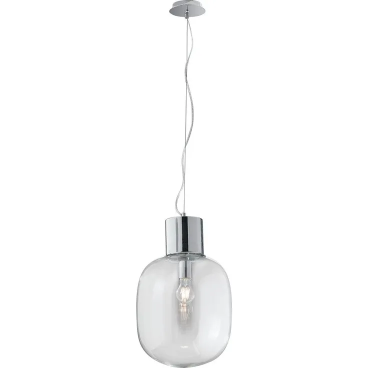 Pendelleuchte FELLINI Hängeleuchte Hänge Deckenleuchte Chrom Glas 1x E27 Länge120 Ø 30cm