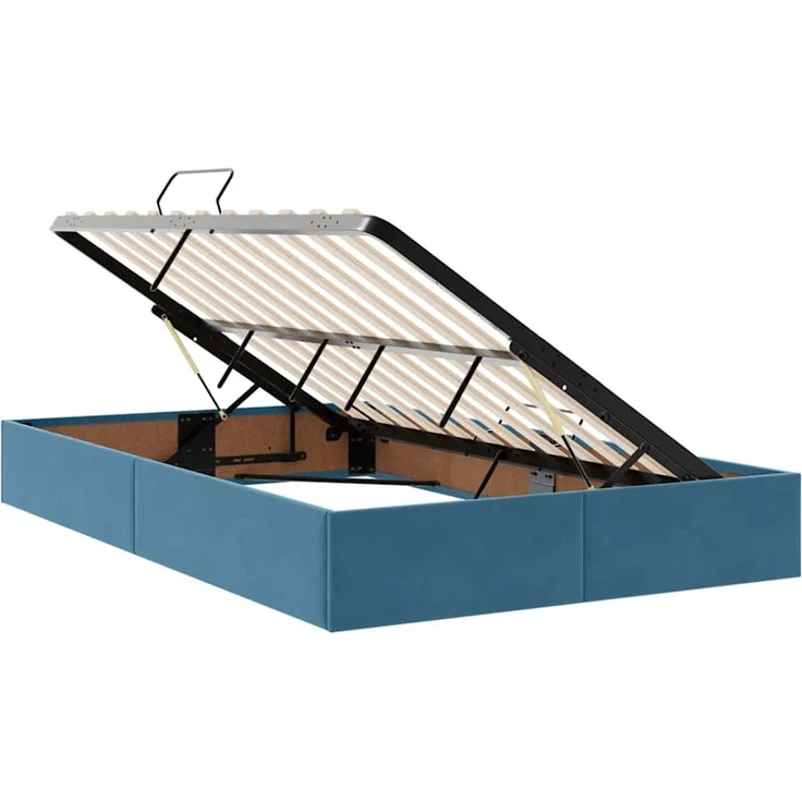 vidaXL Aufbewahrungsbett mit Matratze Dunkelblau 120 x 200 cm Samt 3372085 – Bild 6