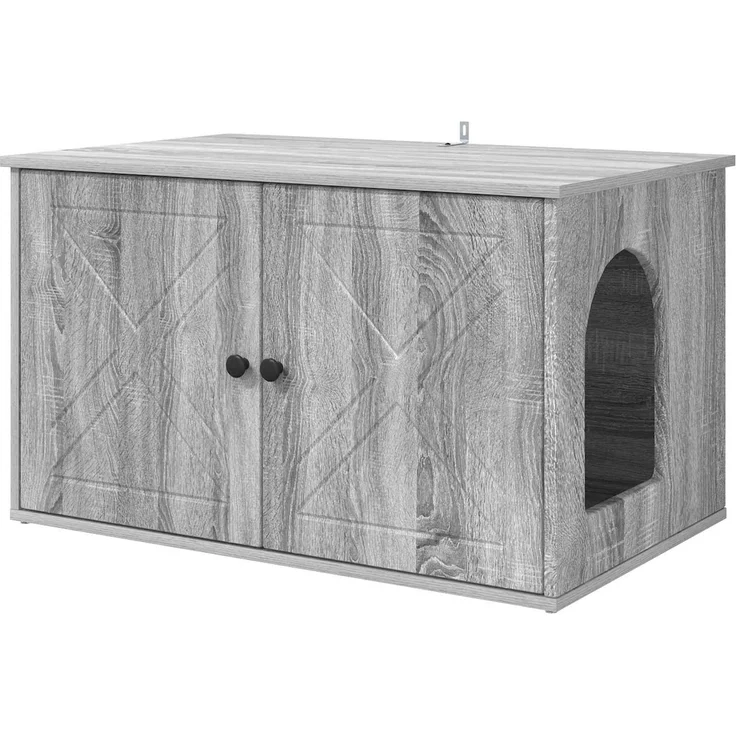 vidaXL Katzenhaus Graues Sonoma 85 x 55 x 50 cm Holzwerkstoff 8000731 – Bild 2