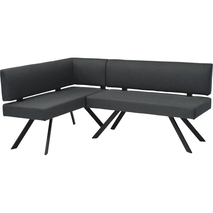 byLIVING Eckbank Toronto, Bezug in dunkelgrau, Gestell in schwarz, L-Form Langer Schenkel rechts, Taschenfederkern, Küchenbank, Speisezimmerbank, Maße: B 182, H 85, T 128 cm