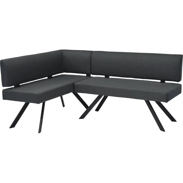 byLIVING Eckbank Toronto, Bezug in dunkelgrau, Gestell in schwarz, L-Form Langer Schenkel rechts, Taschenfederkern, Küchenbank, Speisezimmerbank, Maße: B 182, H 85, T 128 cm