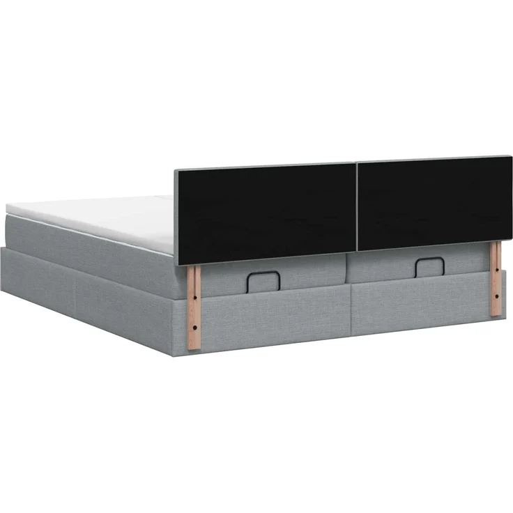 vidaXL Ottoman Bett mit Matratze mit Kopfteil 2 Stk. Hellgrau Stoff 3456712 – Bild 9