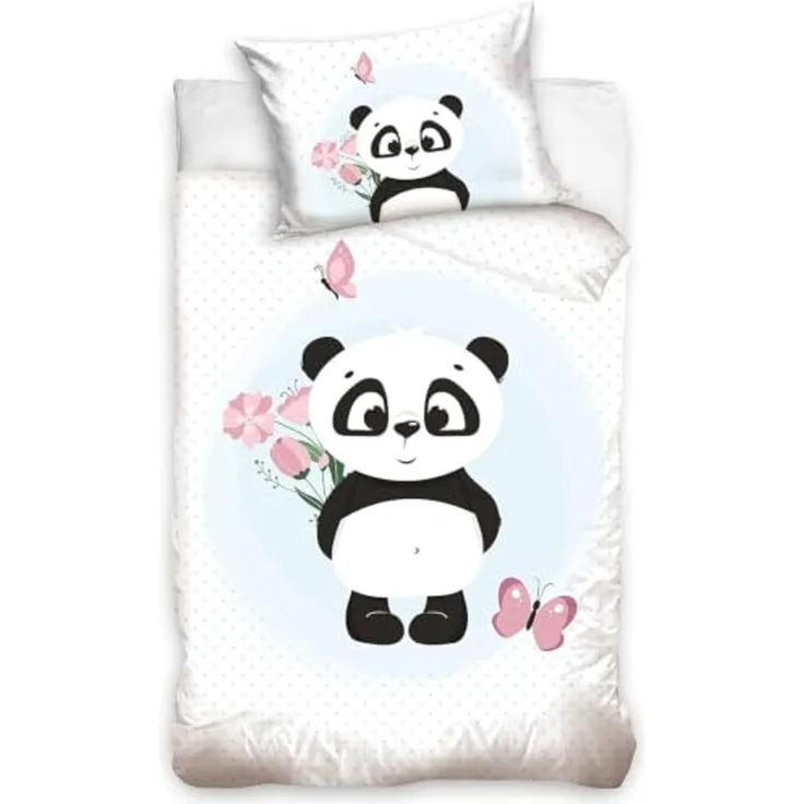 Babybettwäsche Set Panda 100 x 135 cm / 40 x 60 cm, 100% Baumwolle