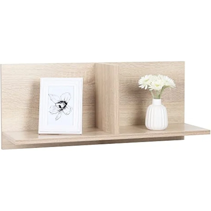 RICOO Wandregal 70 x 30 x 22 Braun Sonoma Eiche, Spanplatte aus Holz, Hängereral WM013-ES, Regal Wand, Bücherregal Bilderregal Fotoregal Küchenregal Hängend Wandboard Würfelregal Schweberegal – Bild 1