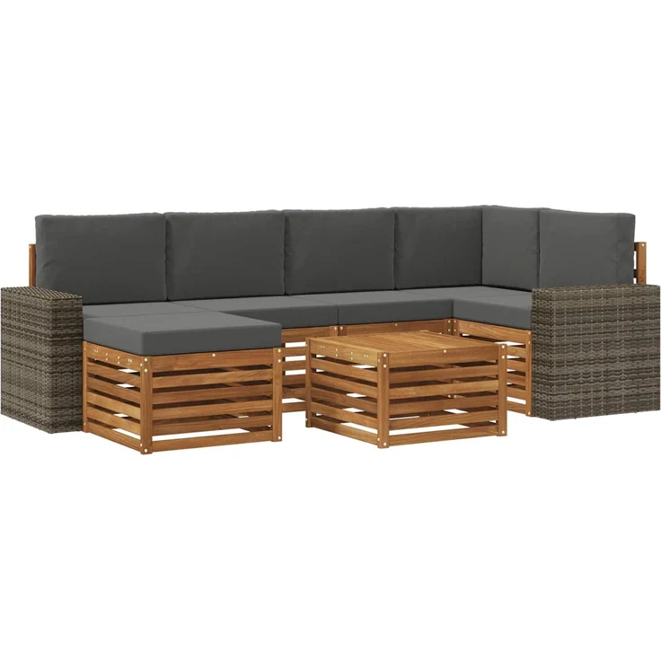vidaXL Outdoor-Sofagarnitur 7 stk. 5-Sitzer Natur und Anthrazit 3384608 – Bild 2