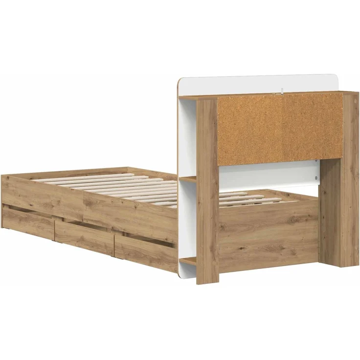 vidaXL Bettgestell mit Stauraum und Kopfteil Artisan-Eiche 90 x 200 cm 3445815 – Bild 5