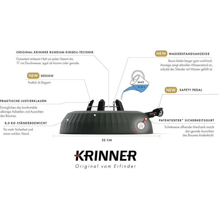Krinner X-440 Deluxe Christbaumständer, bis 440 cm Baumhöhe, Stamm max Ø 17 cm – Bild 5